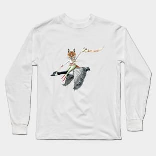 Fox flying with a Canada goose Long Sleeve T-Shirt